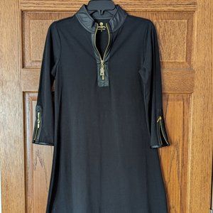 Spartina 449 Black 3/4 Sleeve dress with Gold Zipper details